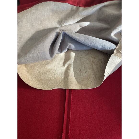 Vtg Red Holiday Wool Coat Fur Collar Cuff Double Breast Size Made in Canada Med - Picture 9 of 11